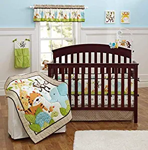 9-Piece Crib Nursery Cotton Jungle Tiger Portable Mini Baby Girls Crib Bedding Set