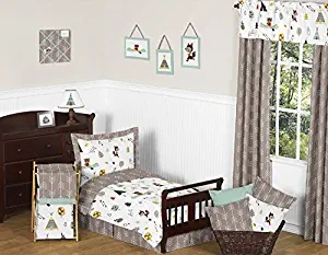 Sweet Jojo Designs 5-Piece Outdoor Adventure Nature Fox Bear Animals Boys Toddler Bedding Set