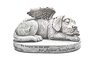 Bellaa 29691 Dog Statue Garden Sculpture Memorial Pet Sleeping Angel Wings