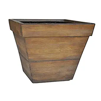 allen + roth 14.69-in x 13.25-in Brown Mixed/Composite Square Planter