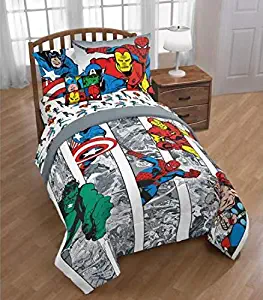Marvel Comics Avengers Boys Full Comforter, Sheets, Bonus Sham & Bonus Toss Pillow (7 Piece Bed in A Bag) + Homemade Wax Melts