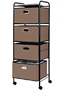 Essential Home 4 Drawer Cart - Taupe with Black Trim