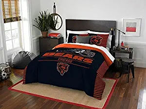 Chicago Bears - 3 Piece FULL / QUEEN Size Printed Comforter Set - Entire Set Includes: 1 Full / Queen Comforter (86" x 86") & 2 Pillow Shams - NFL Football Bedding Bedroom Accessories