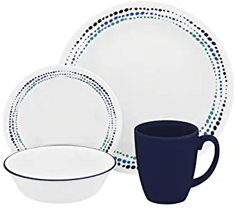 Corelle Livingware 16-Piece Dinnerware Set, Ocean Blues, Service for 4 (1119404)