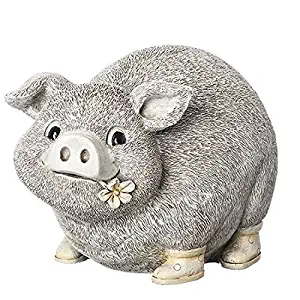 Pudgy Pals Garden Statue Pig In Rain Boots Figurine, 6 Inch (H)