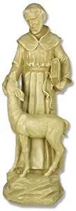 XoticBrands OSF7187 Saint Francis with Deer 20 Garden Animal Outdoor Statues