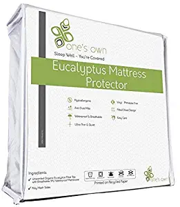 One’s Own Mattress Protector, Renewable Organic Tencel/Eucalyptus Fiber Top, Biodegradable TPU Waterproofing, Hypoallergenic, Five-Sided, White, Queen