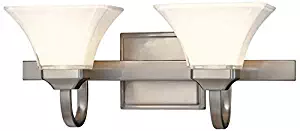 Minka Lavery Wall Light Fixtures 6812-84 Agilis Reversible Glass Bath Vanity Lighting, 2 Light, 200 Watts, Brushed Nickel