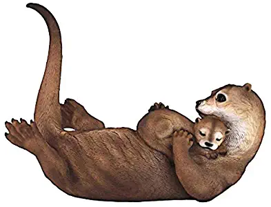 Design Toscano JQ8349 Embracing Love Mother and Child Otter Statue, Full Color