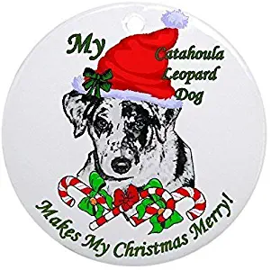 Yilooom New Year Christmas Tree Decoration Catahoula Leopard Dog Ornament Round Holiday Christmas Ornament