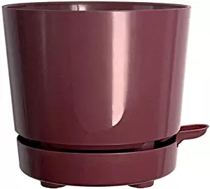 8" Self Watering + Self Aerating High Drainage Deep Reservoir Round Planter Pot Prevents Mold, Root Rot & Soil Fungus in Herbs, Succulents, for Indoor & Outdoor & Windowsill Gardens (Plum)
