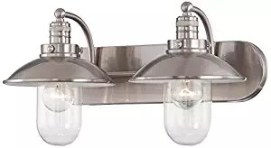 Minka Lavery Wall Light Fixtures 5132-84 Downtown Edison Glass Bath Vanity Lighting, 2 Light, Nickel