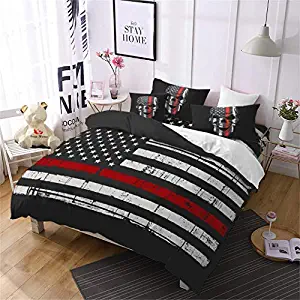 3PC Duvet Cover Set US Flag Bedding American Fourth of July Theme 3D Print Decor, Full /2 Pillowcases