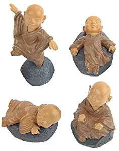 SMALL-CHIPINC - 4Pcs/set Temple Buddhist Monk Figurines Fairy Garden Miniatures Bonsai Terrarium Micro Landscape Resin Crafts Gnomes