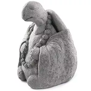 Modern Artisans Meditating Turtle - Cast Stone Garden Sculpture : Large Size, Grey Stone Finish