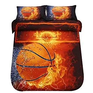 SDIII 2PC Basketball Bedding Microfiber Twin Sport Duvet Cover Set for Boys, Girls and Teens