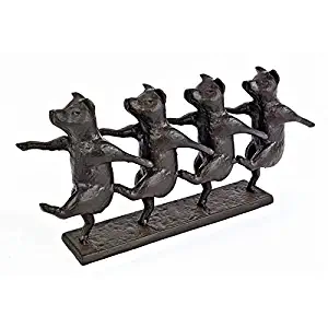Design Toscano Dancing Pig Chorus Line Cast Iron Statue, Bronze