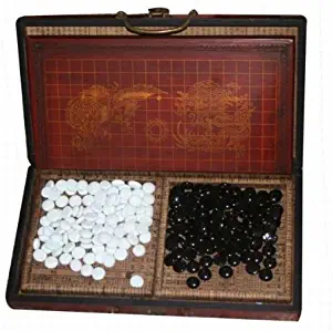 Asian Home Collectible Chinese Antique Style Go Game Set W. Leather Case