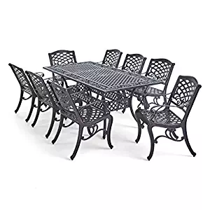 Christopher Knight Home Jody Patio Dining Set with Expandable Table, 64" - 81" 8-Seater, Cast Aluminum, Shiny Copper Finish