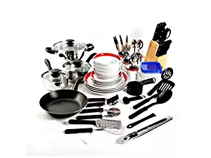 Gibson Home Essential Total Kitchen 83-Piece Combo Set, Red