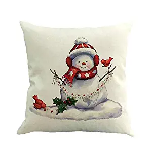 Cushion Cover - Christmas Santa Claus And Snowman Printed Throw Pillowcase Cotton Linen Pillow Case Cushion Cover - Dining Pink Sizes Chairs Cushion Character Lavender Elegant Mustard Yellow