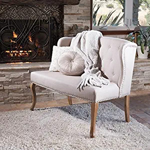 Christopher Knight Home 238516 Eva Natural Beige Tufted Fabric Loveseat