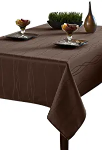 Benson Mills Gourmet Spillproof Fabric Tablecloth, Chocolate, 60-inch by 84-inch
