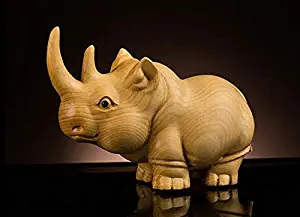 Statue for Decoration - Decor Statue- Yellow Poplar carvings Sculpture Africa Three Treasures Elephant Hippo Rhinoceros car Handicraft Gift Home Decoration Statue