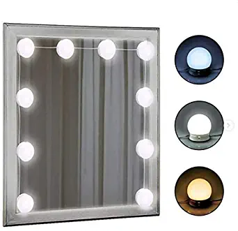 Vanity Mirror Light Kit IMAGE 12 LED Light Bulb Hollywood Style Vanity Mirror Light Kit 3.3M 10.8Feet Dimmable Color Temperature Adjustable Lighting Fixture Strip with USB Cable (Mirror Not Included)