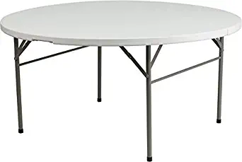 60'' Round Bi-Fold Plastic Folding Table - Commercial Quality Banquet Tables (60 inches)