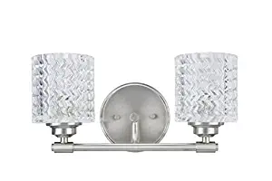 Aspen Creative 62057, Two-Light Metal Bathroom Vanity Wall Light Fixture, 14 1/2" Wide, Transitional Design in Brushed Nickel with Clear Glass Shade