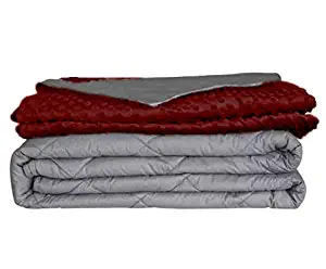 Weighted Blanket for Adults and Kids Over 115lbs. with Removable Duvet Cover | Sensory Glass Beaded Quilt | 60"x 80" 15lb. Full or Queen Size Bedding | Designed for Better Sleep and Comfort-Maroon