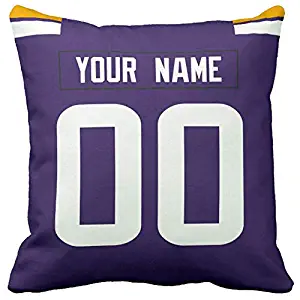 Personalized Custom Football Decorative Throw Pillow 18" x 18" - Print Personalized Customization Select Any Name & Any Number (MN.Viking)