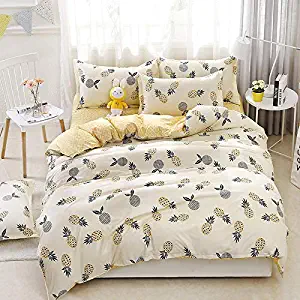Pineapple Duvet Cover Queen Reverisble Pineapple Pattern Prined Bedding Duvet Cover with Zipper Closure for Kids Teens Adults, Soft Microfiber Bedding Queen Size