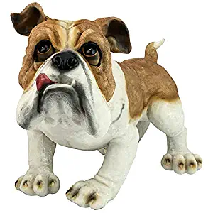 Design Toscano Winston the British Bulldog Dog Garden Statue, 11 Inch, Polyresin, Full Color