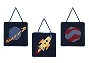 Sweet Jojo Designs Planet Saturn Rocket Ship Wall Hanging Accessories for Space Galaxy Bedding Set