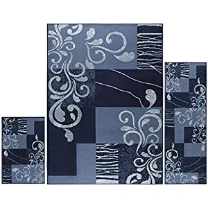 Home Dynamix Ariana Galil Area Rug 3 Piece Set (4'11" x6'11,1'8 x4'11,1'8 x2'8), Geometric Blue