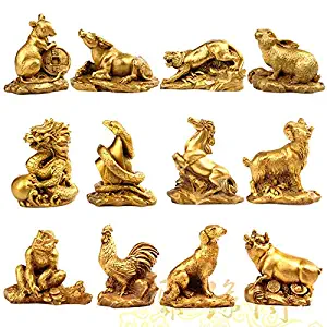 Figurines & Miniatures - Chinese Zodiac Twelve Statue Copper Animal Ornament Rat Ox Tiger Rabbit Dragon Snake Horse Sheep Monkey Chicken Dog Pig Figure - by GTIN - 1 Pcs