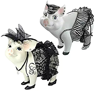 Design Toscano QS92152 Lace and Lard and Porker on Patrol Pig Statue, Full Color