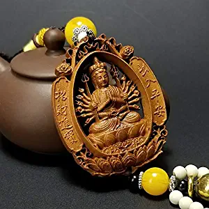 TULLE HOT- Mini Statue,Sculpture - Double Sided Thailand Holy Buddha Statue Keychain Fengshui Wood Statues for Decoration Carved Wooden Hanging Ornament Miniature - - 1 Pcs