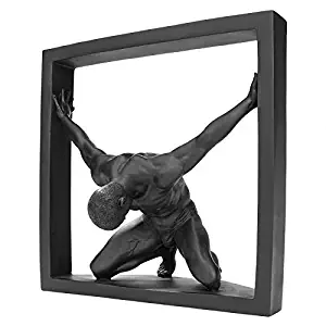 Design Toscano Boxed in Modern Male Nude Statue, Black