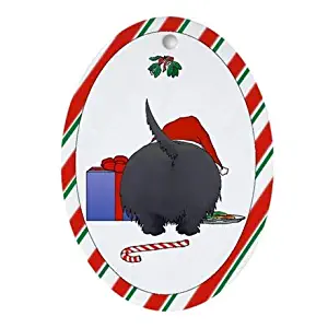 Scottish Terrier Christmas Flat Oval Ornament -Christmas/Holiday/Love/Anniversary/Newlyweds/Keepsake - 3" in Diameter
