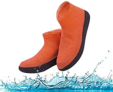 Waterproof Rain Shoes & Boots Cover, Dirt-proof and Slip-resistant Reusable Shoes Covers Made of Durable & High Elastic Rubber, Suitable for Outdoor Activities (Large, Red)