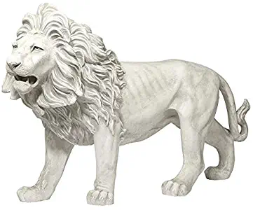 Design Toscano KY1671 Regal Lion Sentinel of Grisham Manor Outdoor Entryway Garden Statue, Right, 37 Inch, Antique Stone