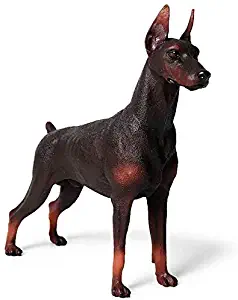 ZYLE Doberman Pinscher Model Sculptures Pet Dog Figurine Animal Statue Decoration Collection Ornaments Kids Toys Gift Garden Decoration (Color : Brown)