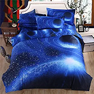 JUWENIN 3PCs 100% Polyester Duvet Cover Sets, 3D Galaxy Printing Themed, Comfortable, Soft Bedding Set(,one duvet cover and 2 pillow cases)