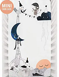 Mini Crib Sheets by Rookie Humans: 100% Cotton Sateen. Complements Modern Nursery Room, Use as a Photo Background for Your Baby Pictures. Fits Mini Crib Size (38x24 inches) (Moon's Birthday)