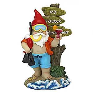 Design Toscano QL307331 Happy Hour Tropical Garden Gnome Statue, One Size, Full Color