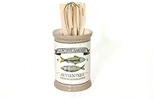 French Inspired Ceramic Utensil Holder with Nautical Design