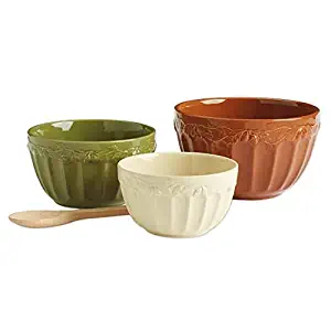 Heart of America Set of 3 Assorted Harvest Acorn Ceramic Mixing Bowl